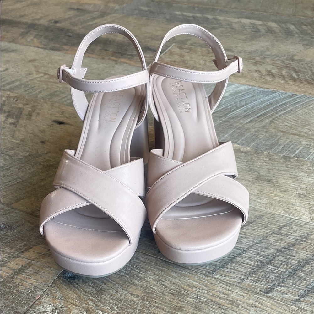 Kenneth Cole Reaction Nude Blush Platform Sandals with Ankle Strap